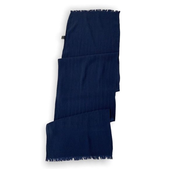 CHRISTIAN DIOR SEA BLUE STRIPED WITH LOGO ALL SILK RECTANGLE SCARF 54"-12 " VGC - Picture 1 of 4
